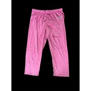 Juicy Couture Bling Crown Barbie Pink Velour Straight Leg Logo Sweatpants XL